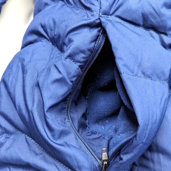 Land's End Coat Women's Size XS 2-4 Navy Down Fur Hooded - Picture 3 of 14
